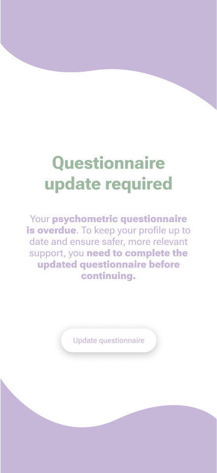 Serenity — lock screen: questionnaire update required